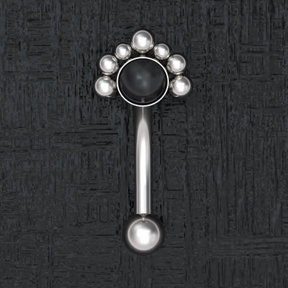 Surgical Steel Rook Earring Onyx - TitaniumFashion