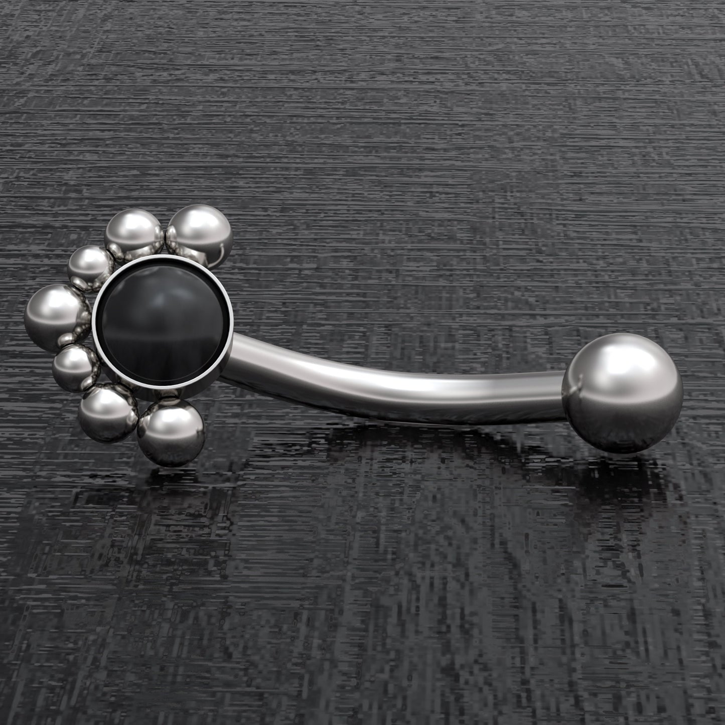 Surgical Steel Rook Earring Onyx - TitaniumFashion