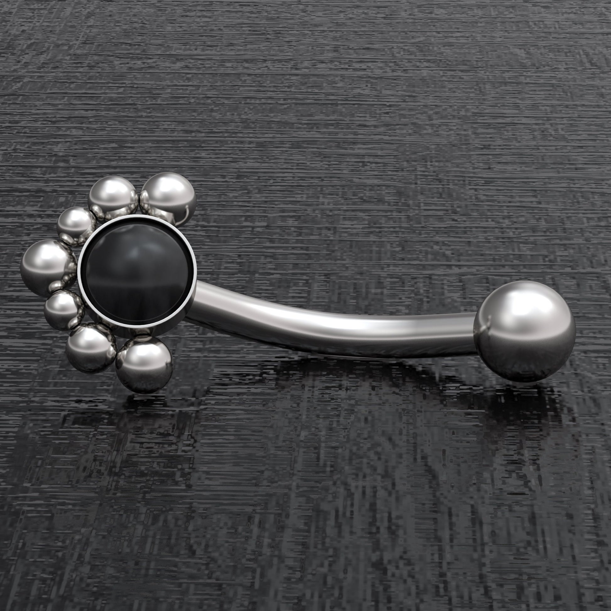 Surgical Steel Rook Earring Onyx - TitaniumFashion