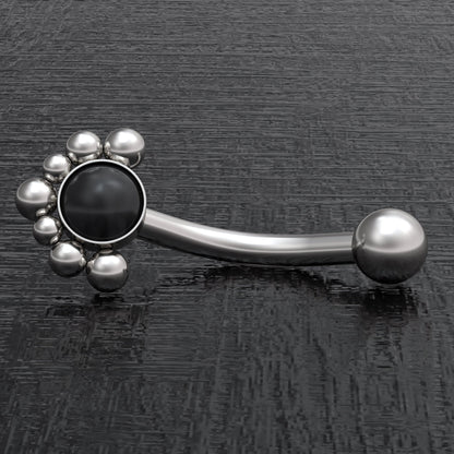 Surgical Steel Rook Earring Onyx - TitaniumFashion