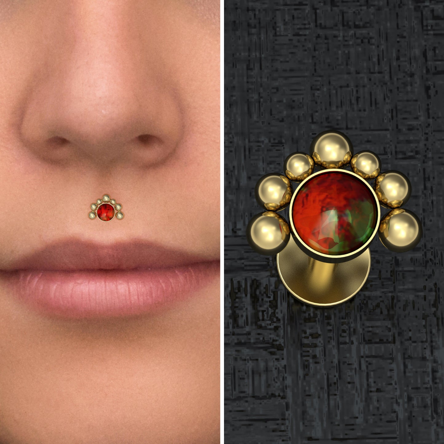 Surgical Steel Lip Ring Opal - TitaniumFashion