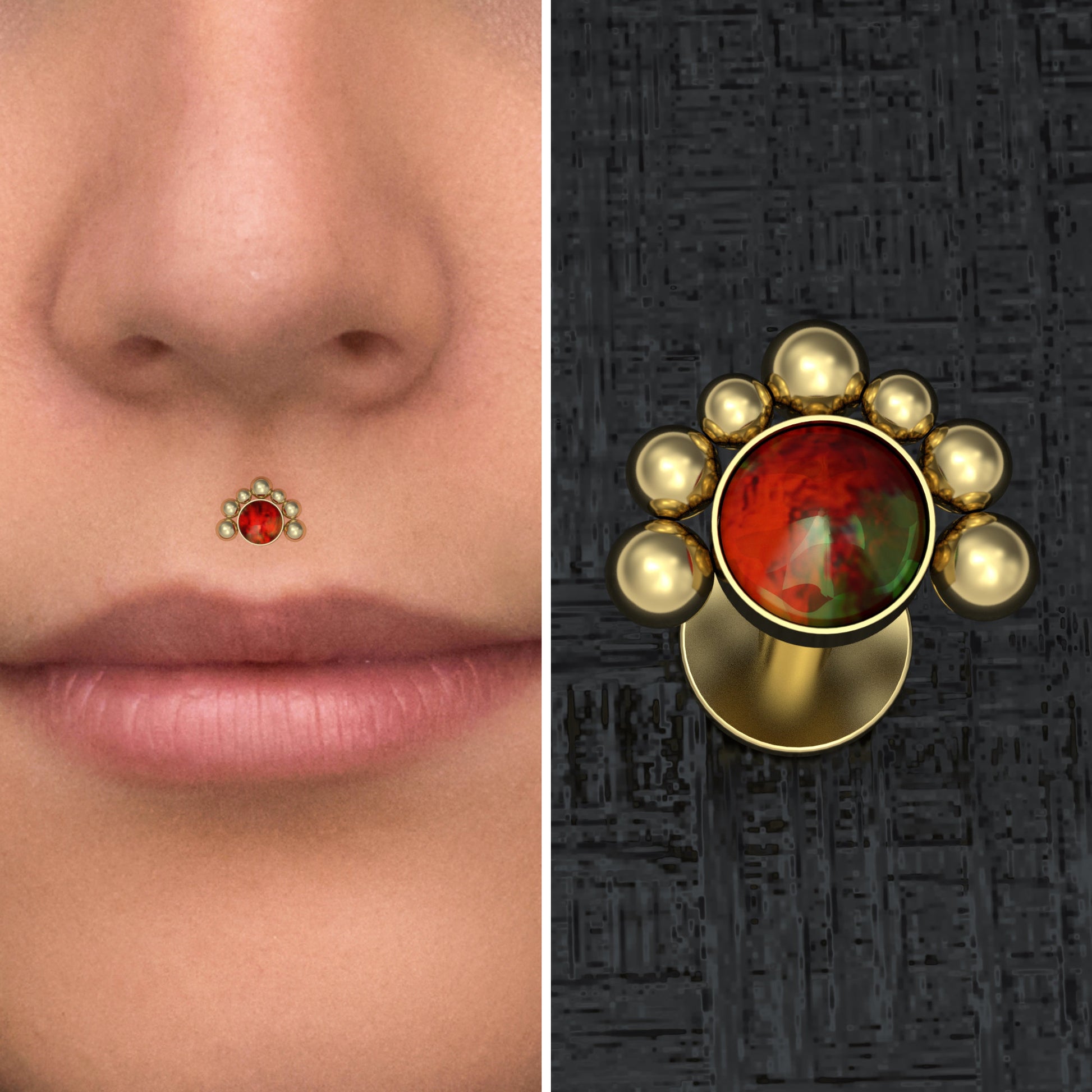 Surgical Steel Lip Ring Opal - TitaniumFashion