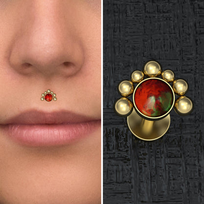 Surgical Steel Lip Ring Opal - TitaniumFashion