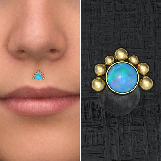 Opal Lip Piercing Bioflex - TitaniumFashion