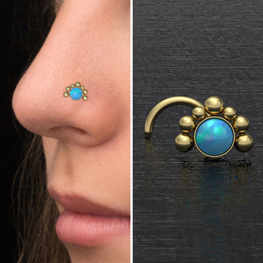 Opal Nose Stud Screw - TitaniumFashion