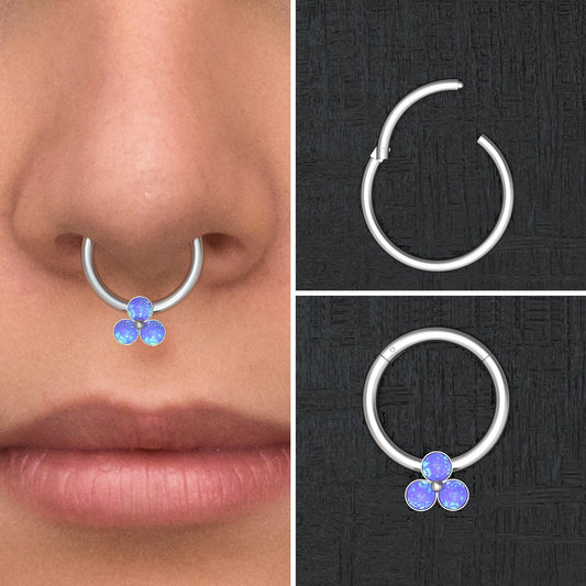 Opal Septum Ring Surgical Steel - TitaniumFashion