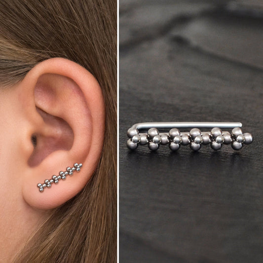 Ear Climber Earrings Surgical Steel - TitaniumFashion