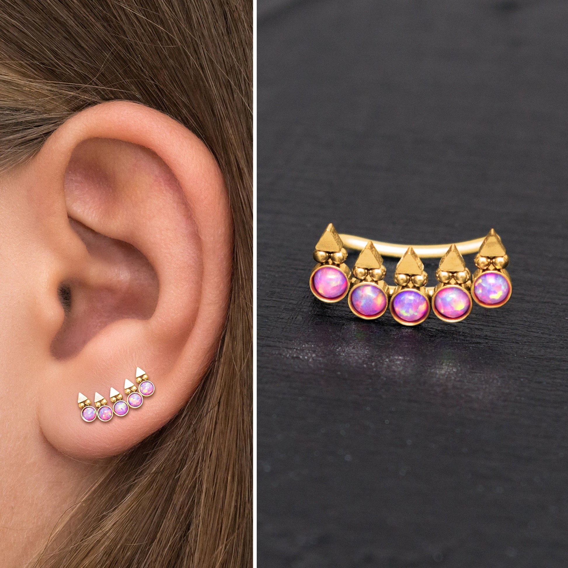 Surgical Steel Ear Crawler Opal - TitaniumFashion