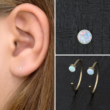 Small Hoop Earrings Opal - TitaniumFashion