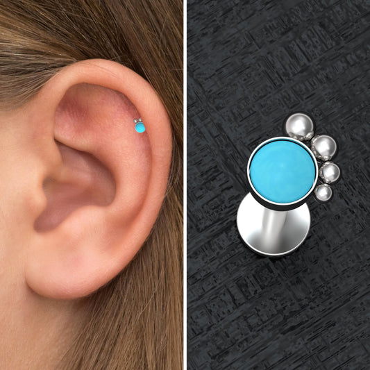 Turquoise Cartilage Piercing Surgical Steel - TitaniumFashion