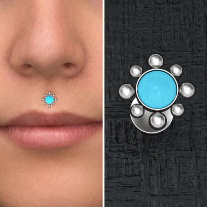 Turquoise Lip Piercing Surgical Steel - TitaniumFashion