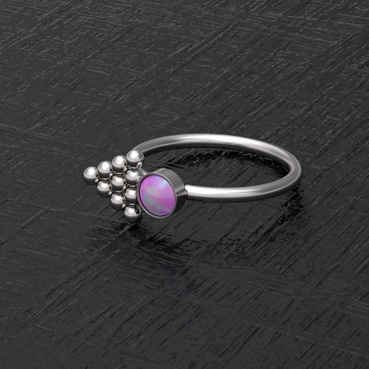 Surgical Steel Nose Hoop Opal - TitaniumFashion