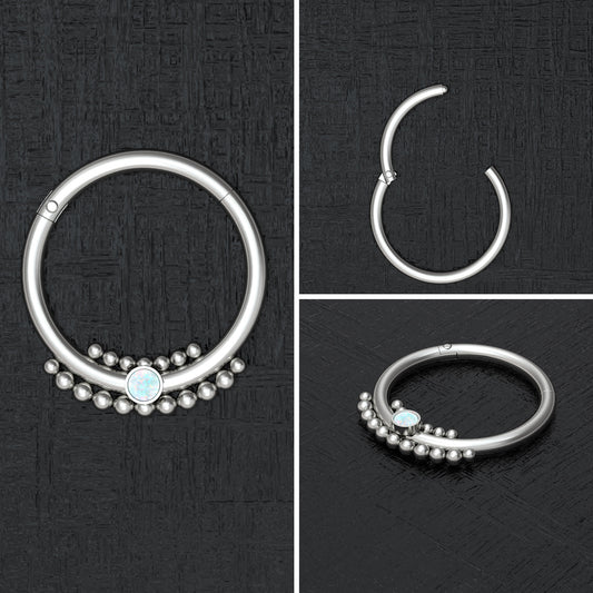 Opal Nipple Ring Titanium Implant Grade - TitaniumFashion