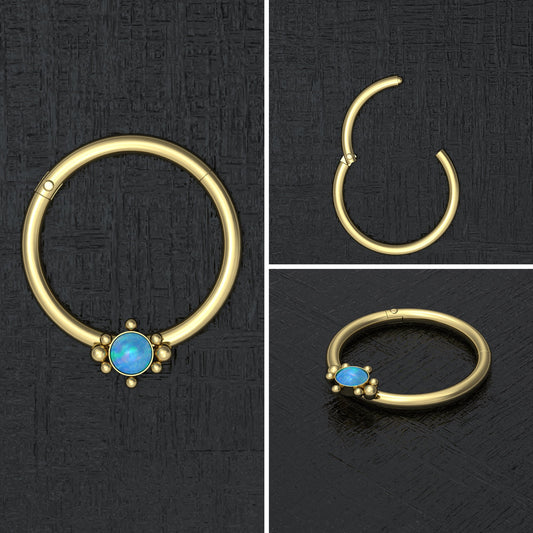 Opal Nipple Ring Surgical Steel - TitaniumFashion