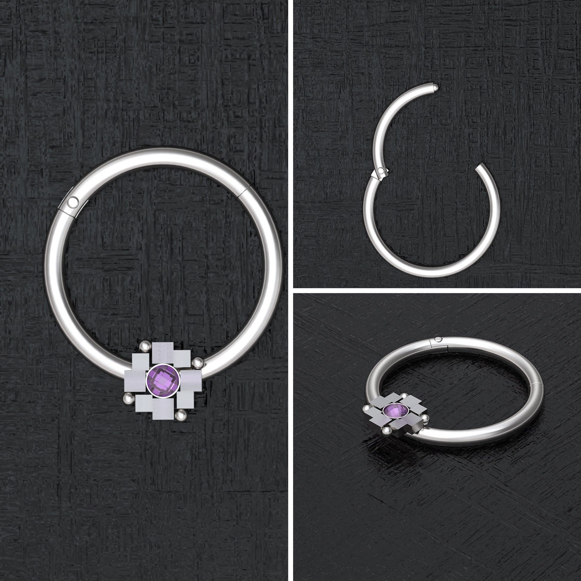 Surgical Steel Nipple Ring CZ - TitaniumFashion