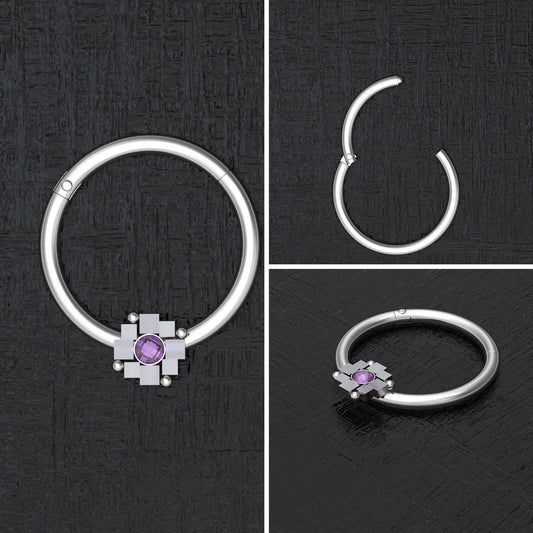 Surgical Steel Nipple Ring CZ - TitaniumFashion