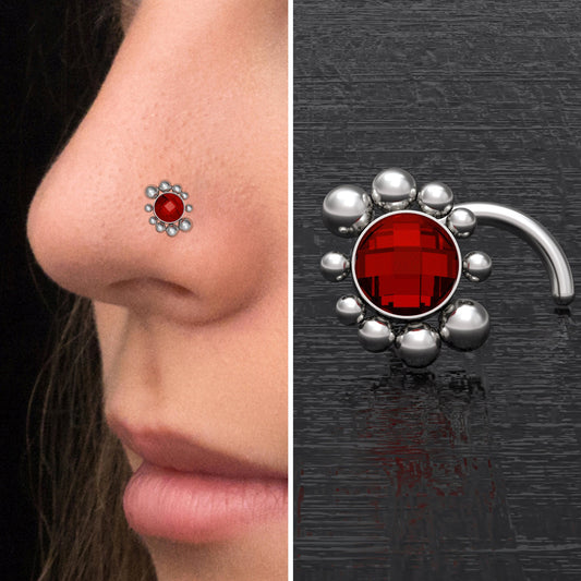 Surgical Steel Nose Screw Stud CZ - TitaniumFashion