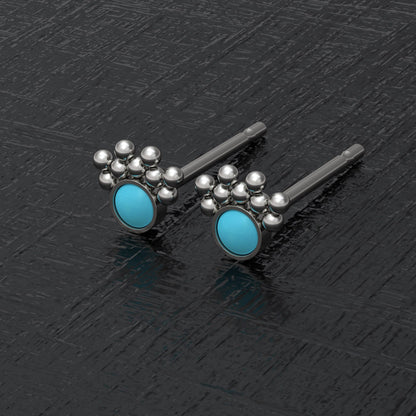 Turquoise Small Stud Earrings Titanium - TitaniumFashion