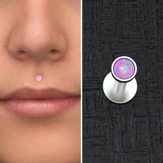 Titanium Lip Ring Opal - TitaniumFashion
