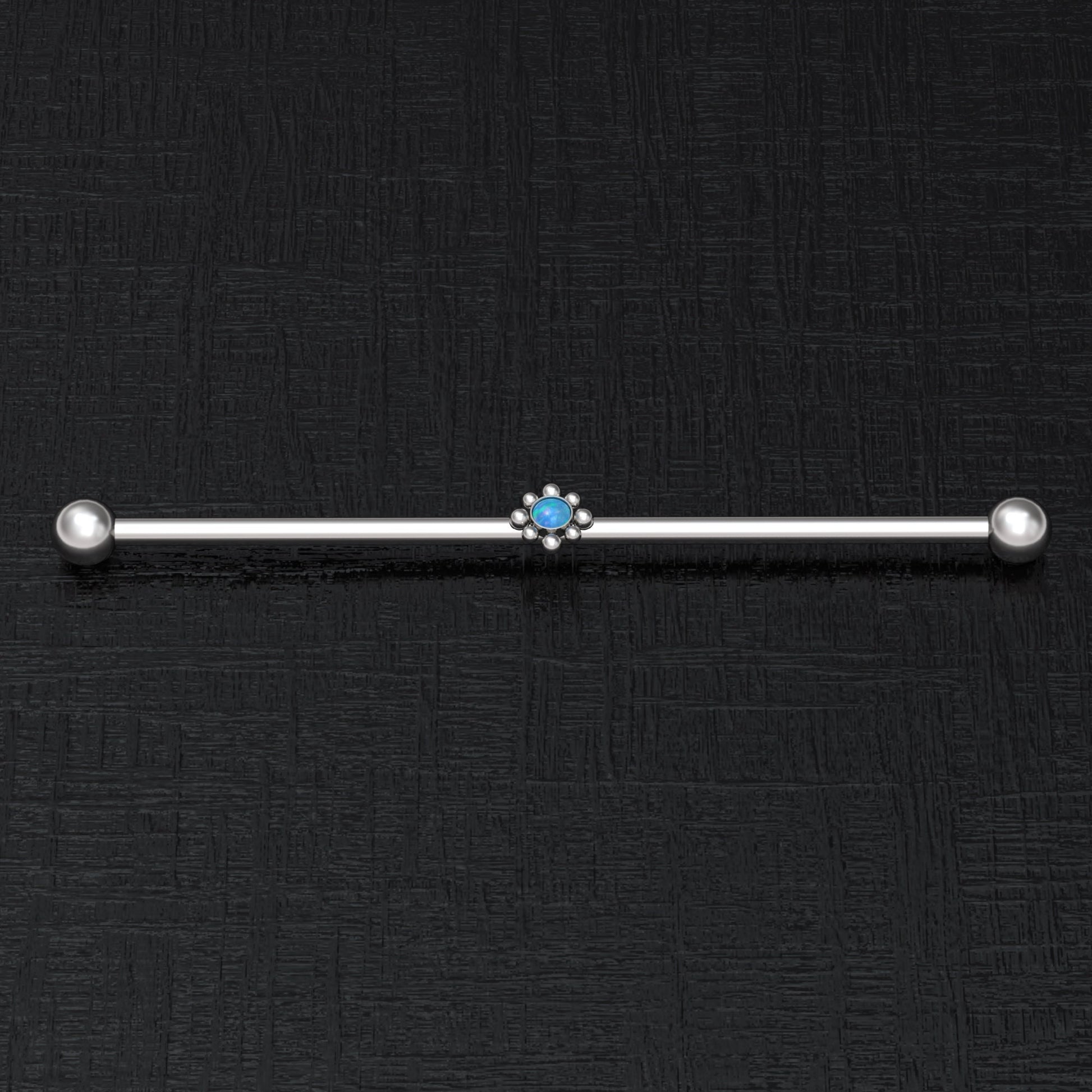 Opal Industrial Barbell 14g - TitaniumFashion