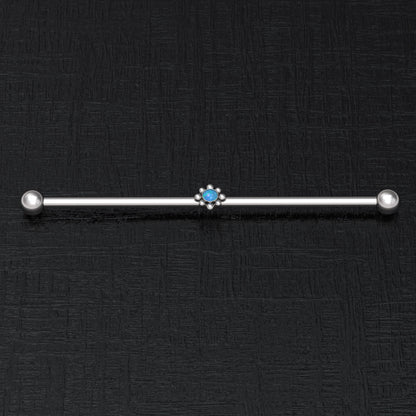Opal Industrial Barbell 14g - TitaniumFashion