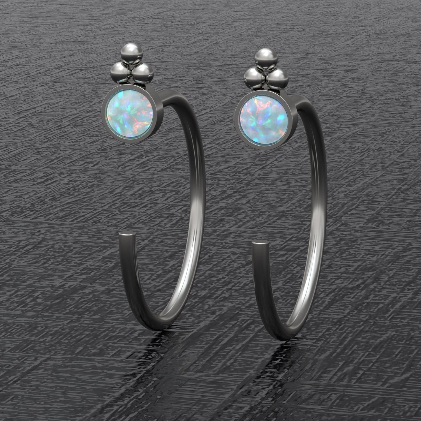 Titanium Huggie Earrings Opal - TitaniumFashion