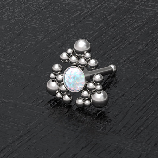 Opal Nose Stud Ring Surgical Steel - TitaniumFashion