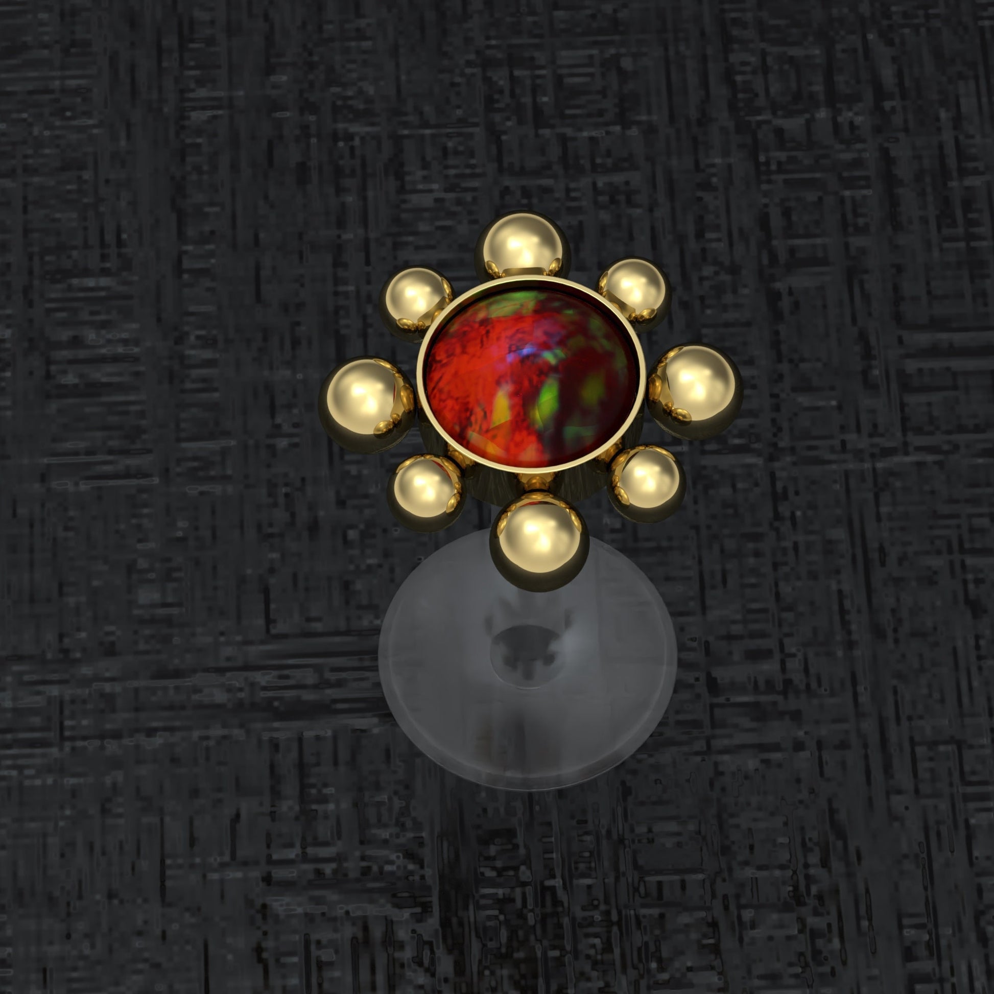 Flat Back Tragus Earring Opal - TitaniumFashion