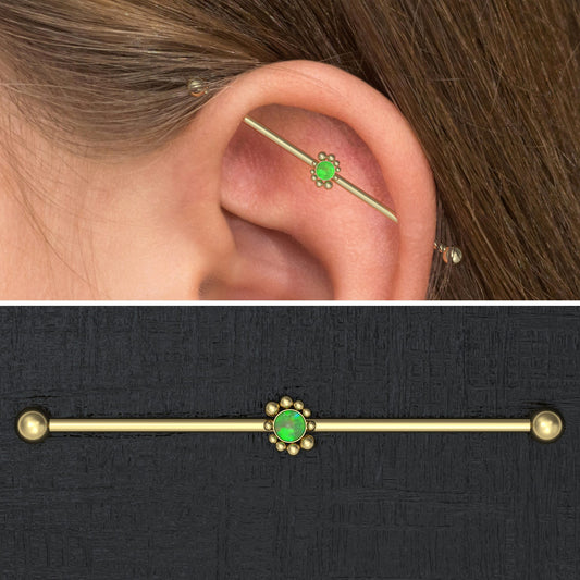 Opal Industrial Piercing 14g - TitaniumFashion