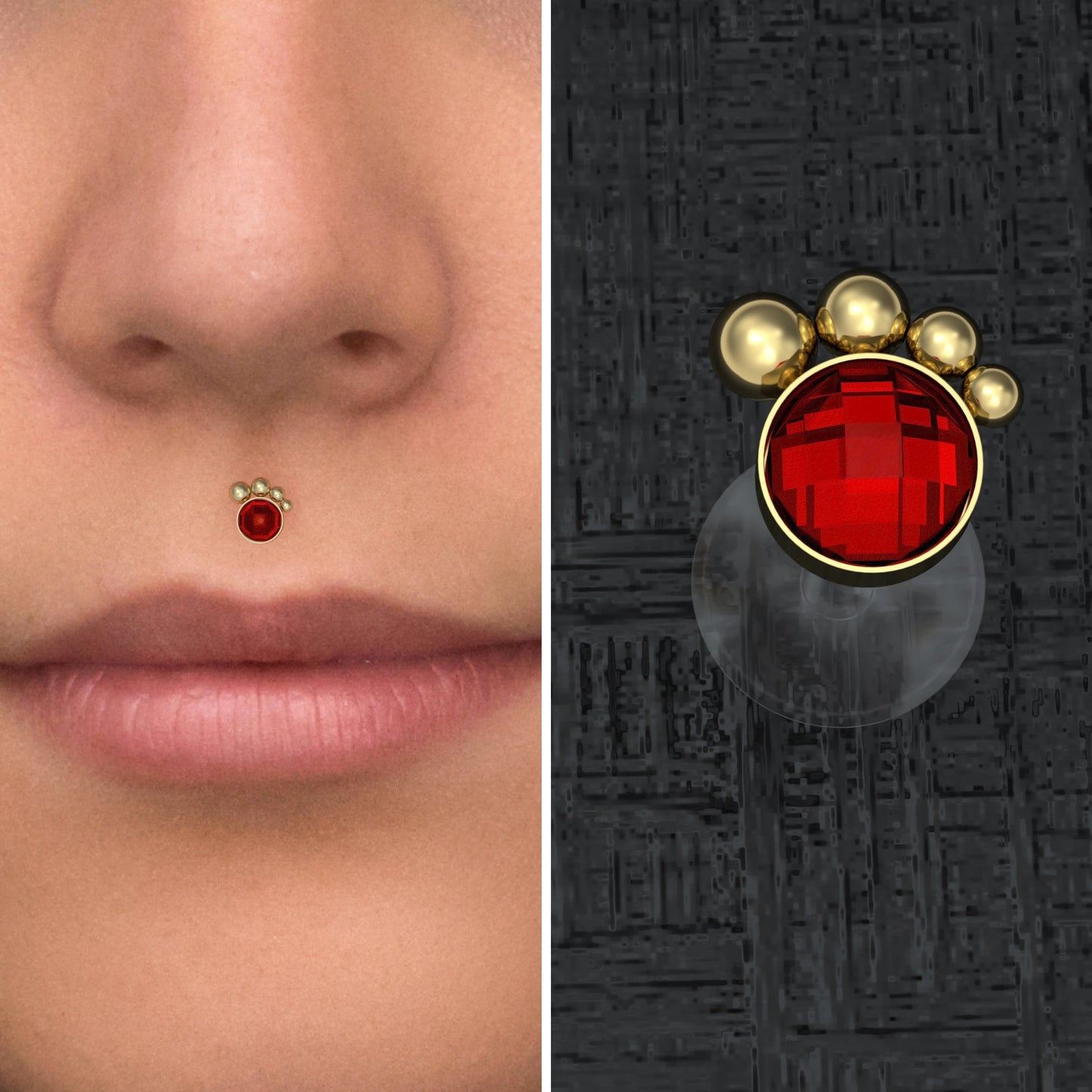 Lip Ring CZ - TitaniumFashion