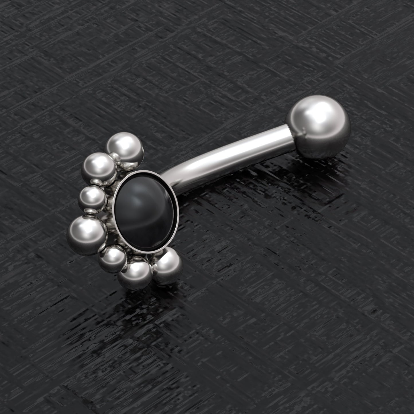 Surgical Steel Rook Earring Onyx - TitaniumFashion