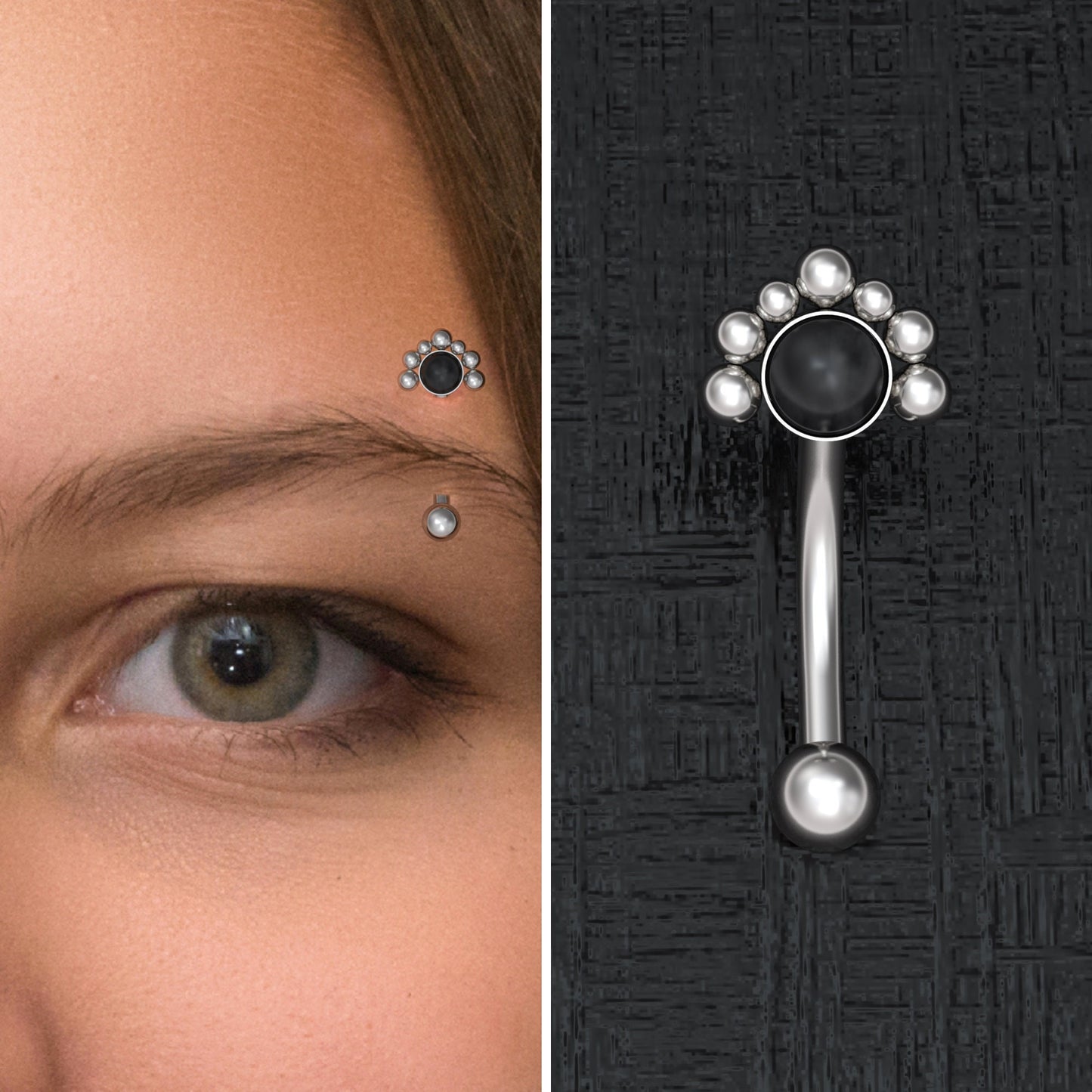 Surgical Steel Rook Earring Onyx - TitaniumFashion