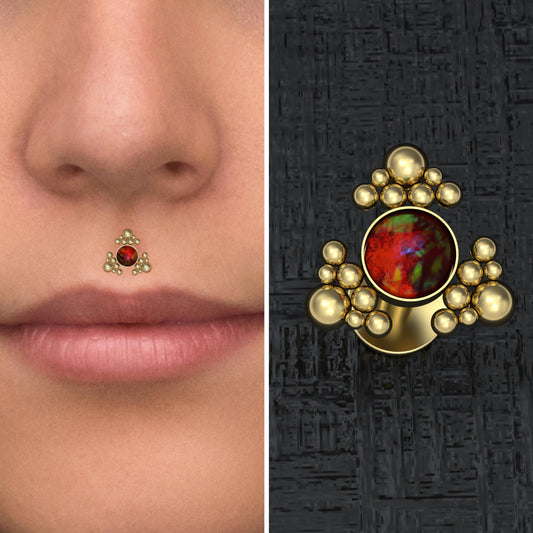 Surgical Steel Lip Ring Opal - TitaniumFashion