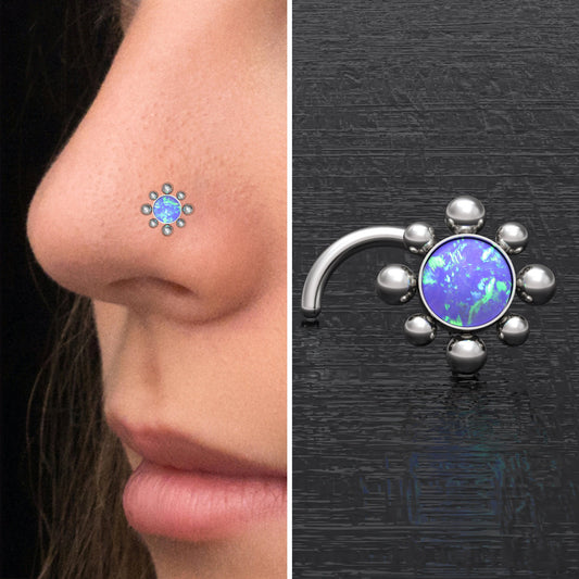 Opal Nose Stud Ring Surgical Steel - TitaniumFashion