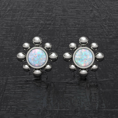 Opal Post Earrings Titanium Implant Grade - TitaniumFashion