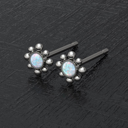 Opal Post Earrings Titanium Implant Grade - TitaniumFashion