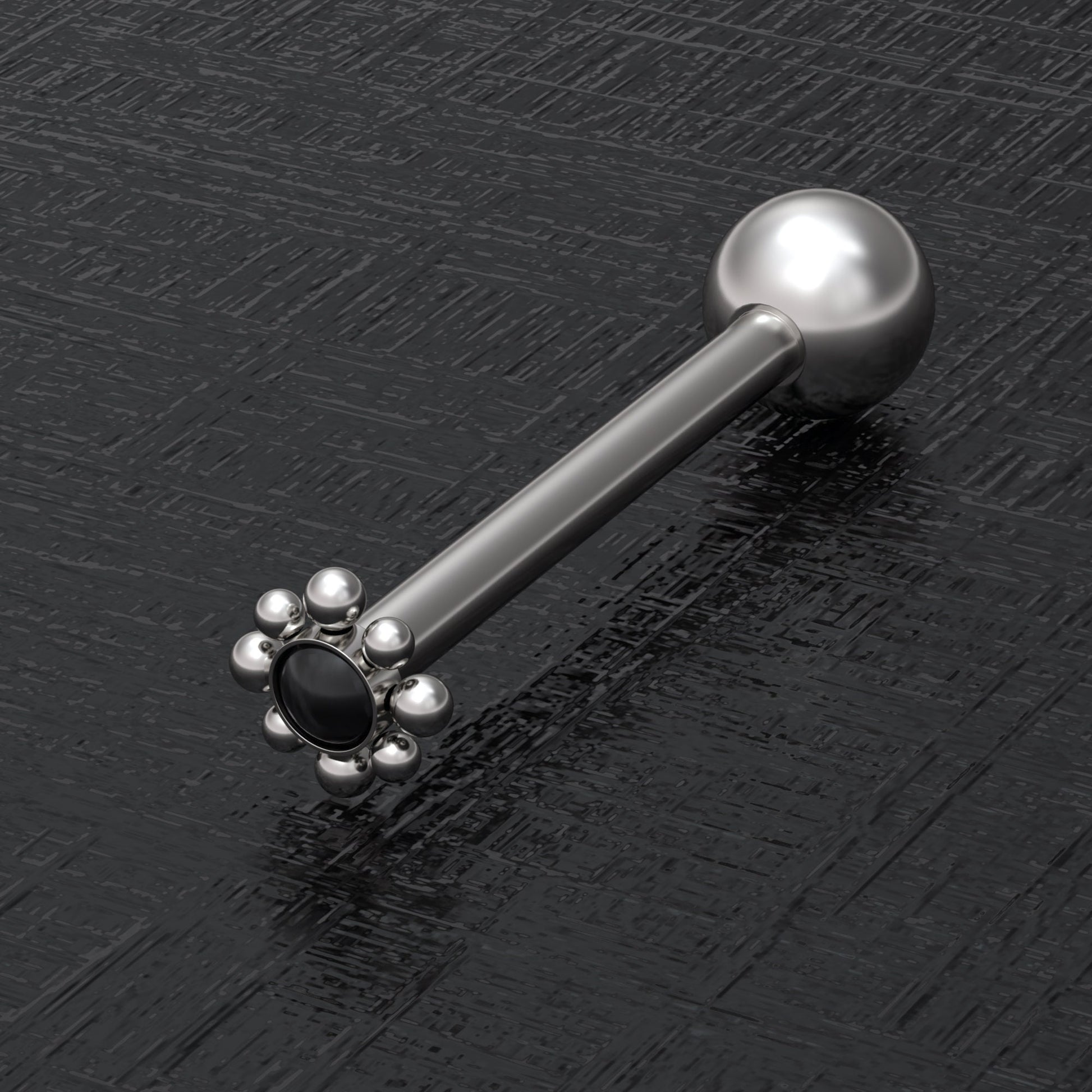 Tongue Ring Onyx - TitaniumFashion