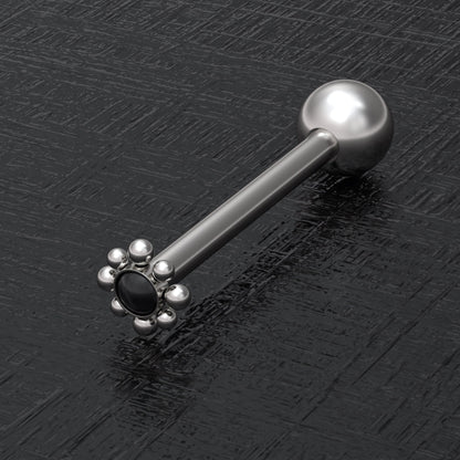 Tongue Ring Onyx - TitaniumFashion