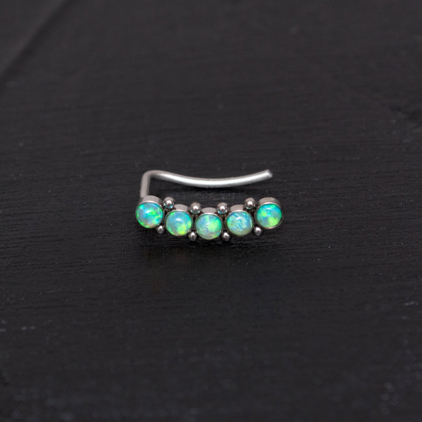 Opal Ear Climber Earrings Surgical Steel - TitaniumFashion