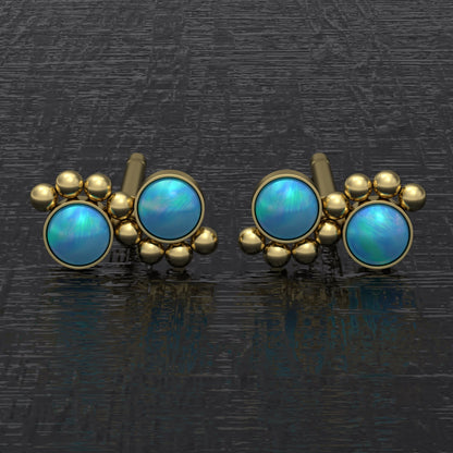 Minimalist Stud Earrings Opal - TitaniumFashion