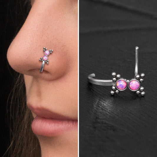 Opal Nose Stud Ring Surgical Steel - TitaniumFashion