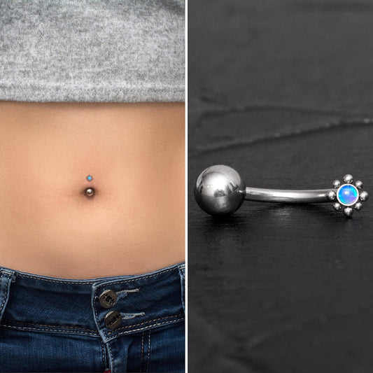 Opal Belly Button Ring Surgical Steel - TitaniumFashion