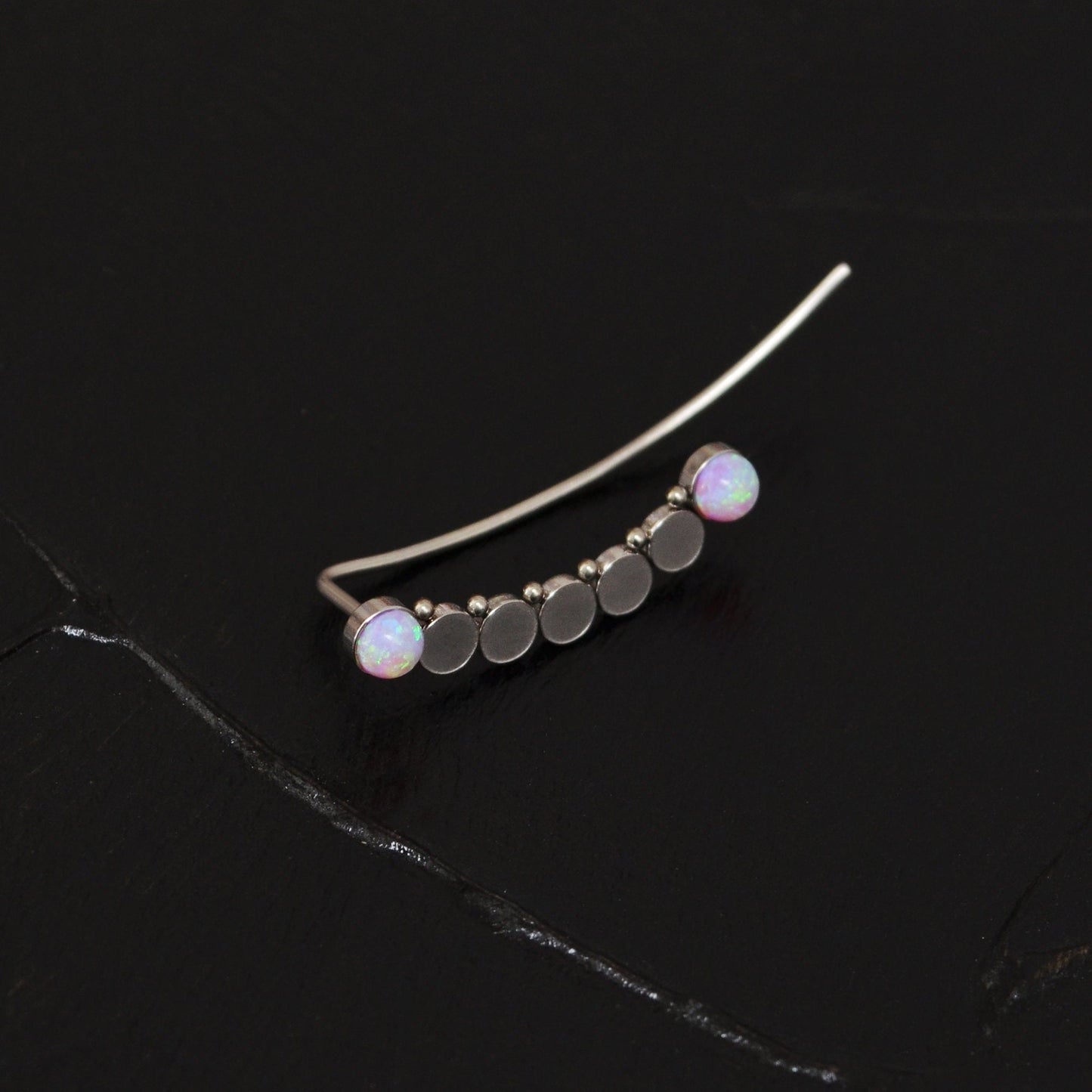 Surgical Steel Ear Crawler Opal - TitaniumFashion