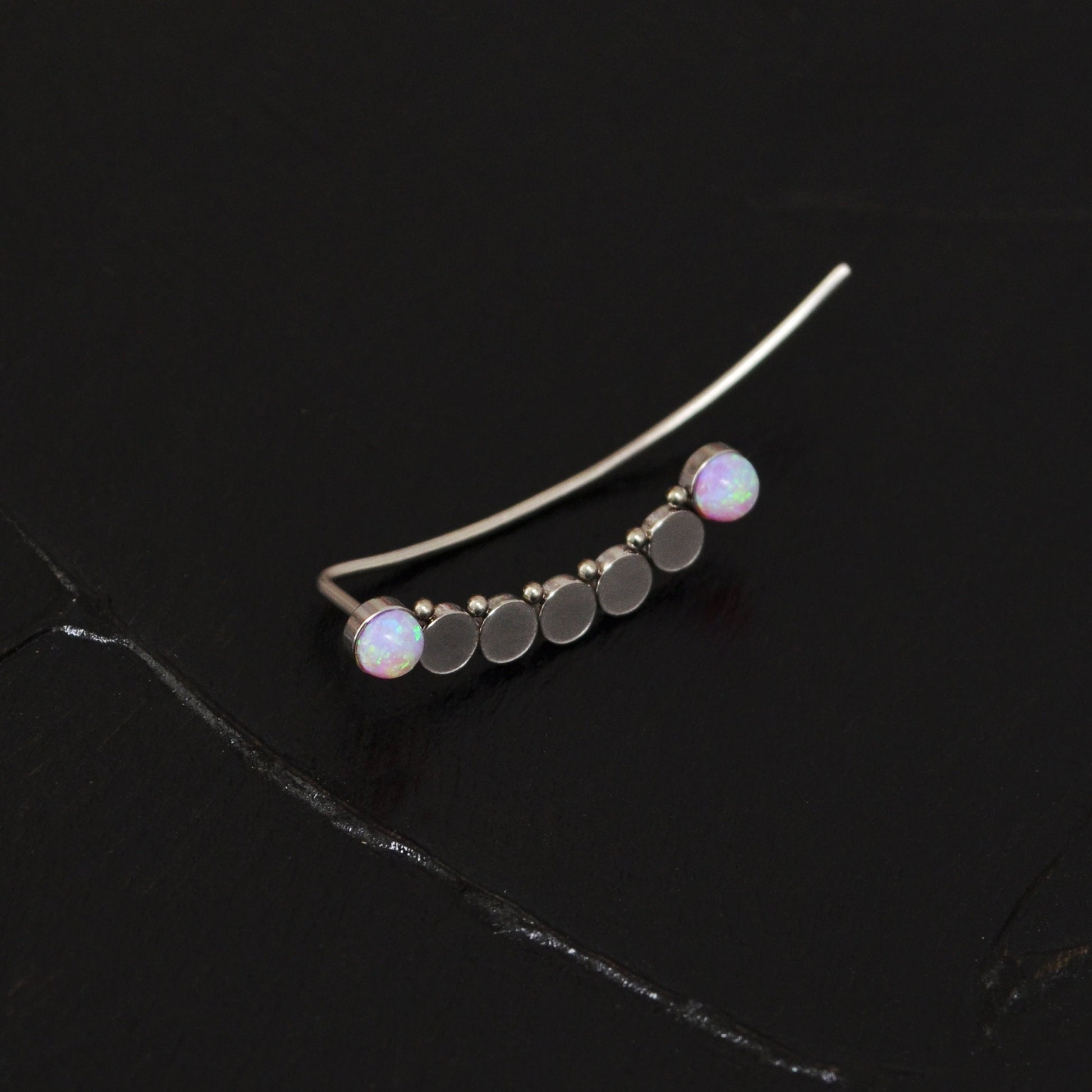 Surgical Steel Ear Crawler Opal - TitaniumFashion