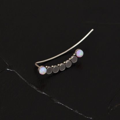 Surgical Steel Ear Crawler Opal - TitaniumFashion
