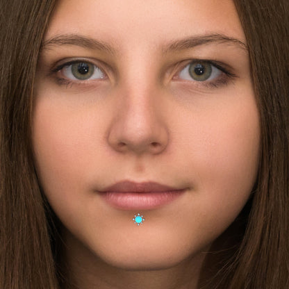 Turquoise Lip Piercing Surgical Steel - TitaniumFashion