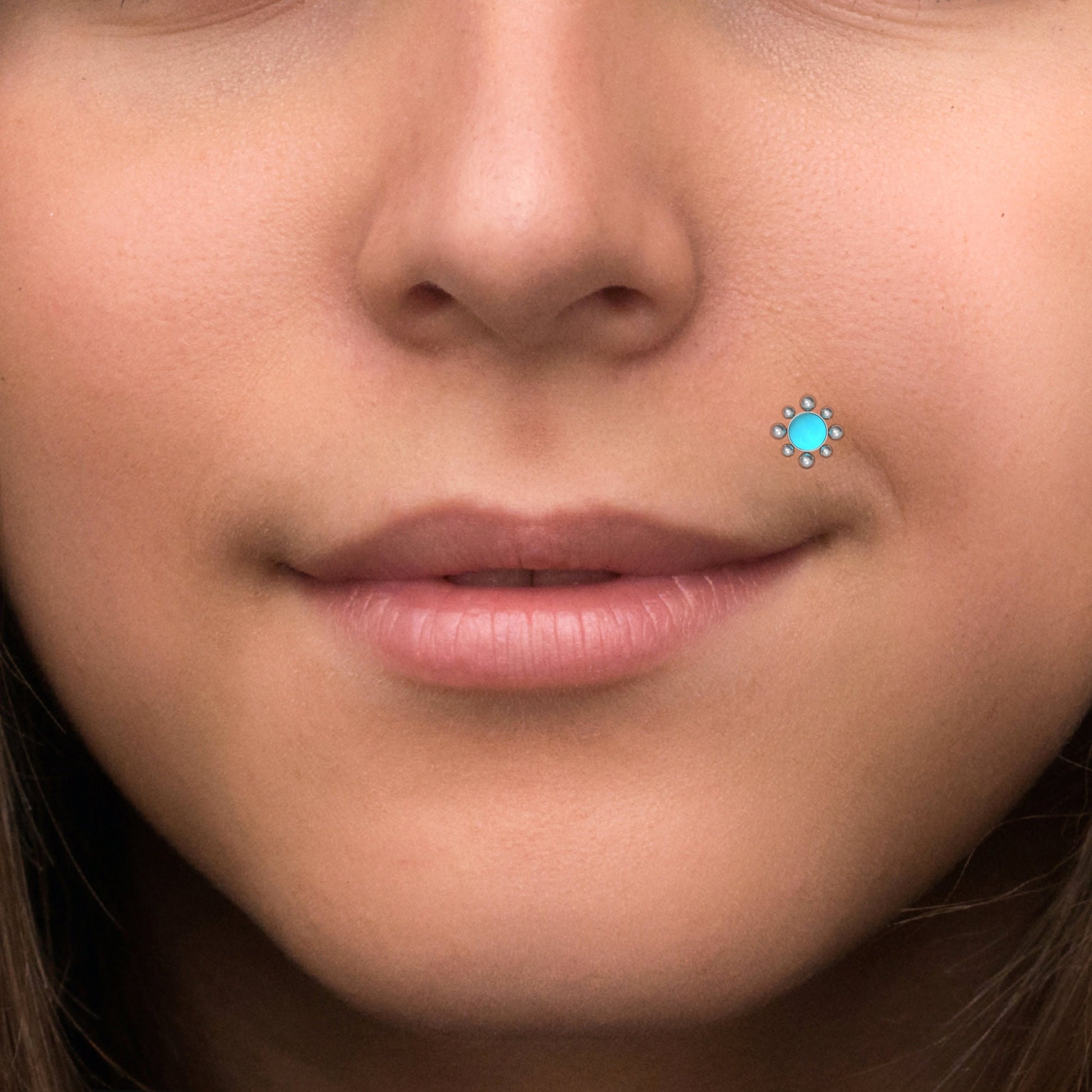 Turquoise Lip Piercing Surgical Steel - TitaniumFashion