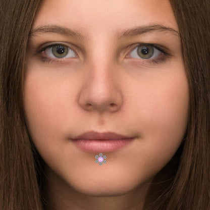 Surgical Steel Lip Ring Opal - TitaniumFashion