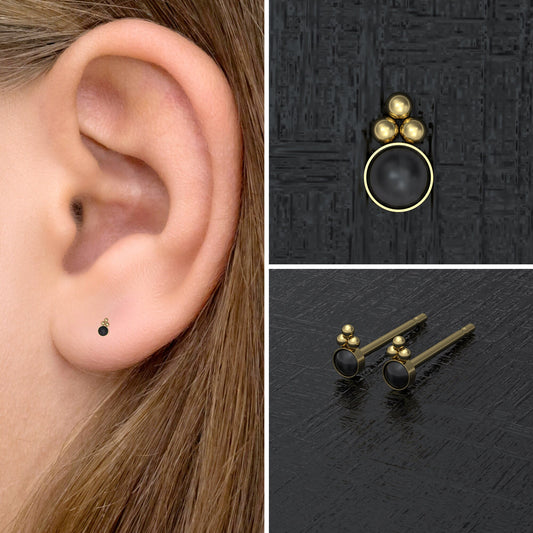 Onyx Small Stud Earrings - TitaniumFashion