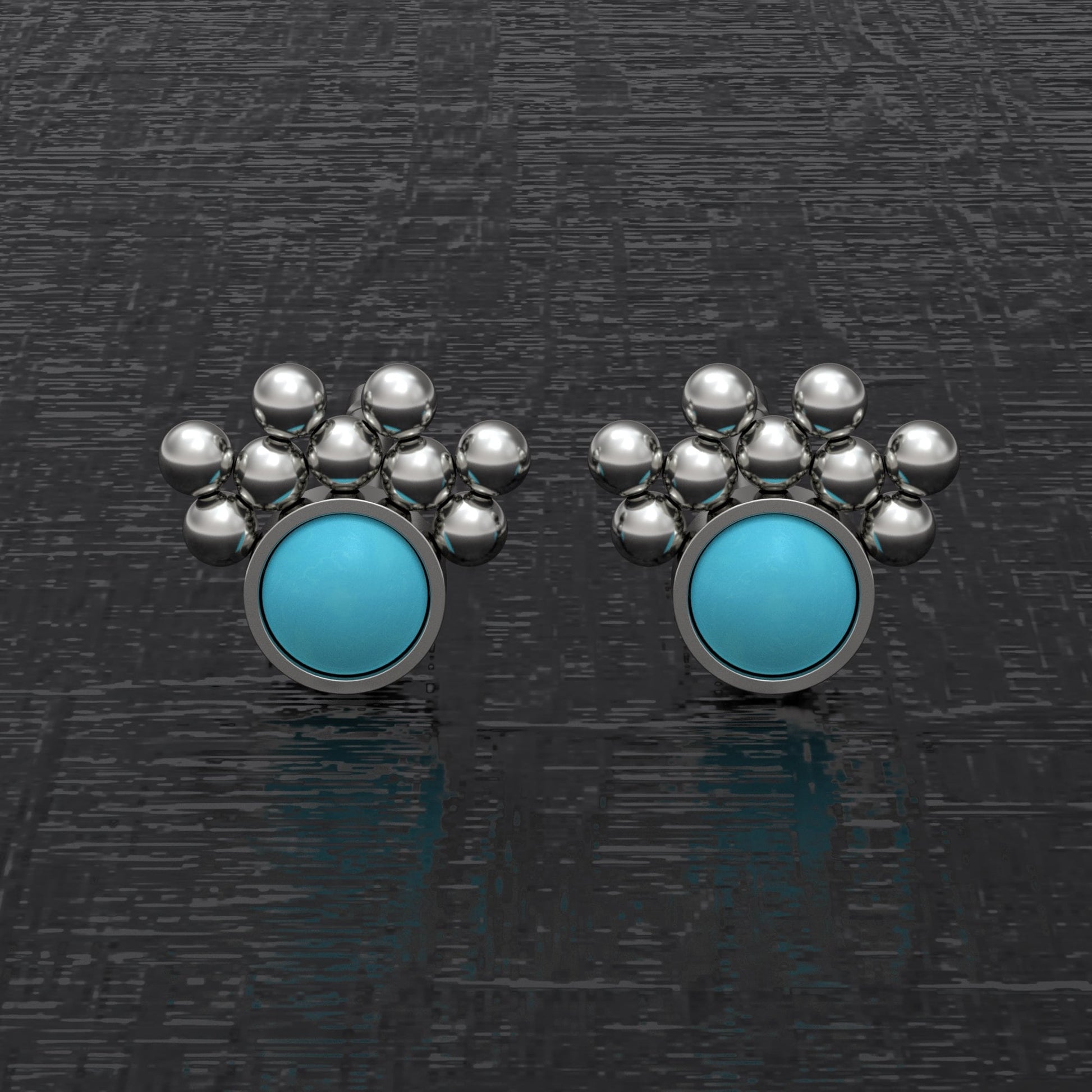 Turquoise Small Stud Earrings Titanium - TitaniumFashion